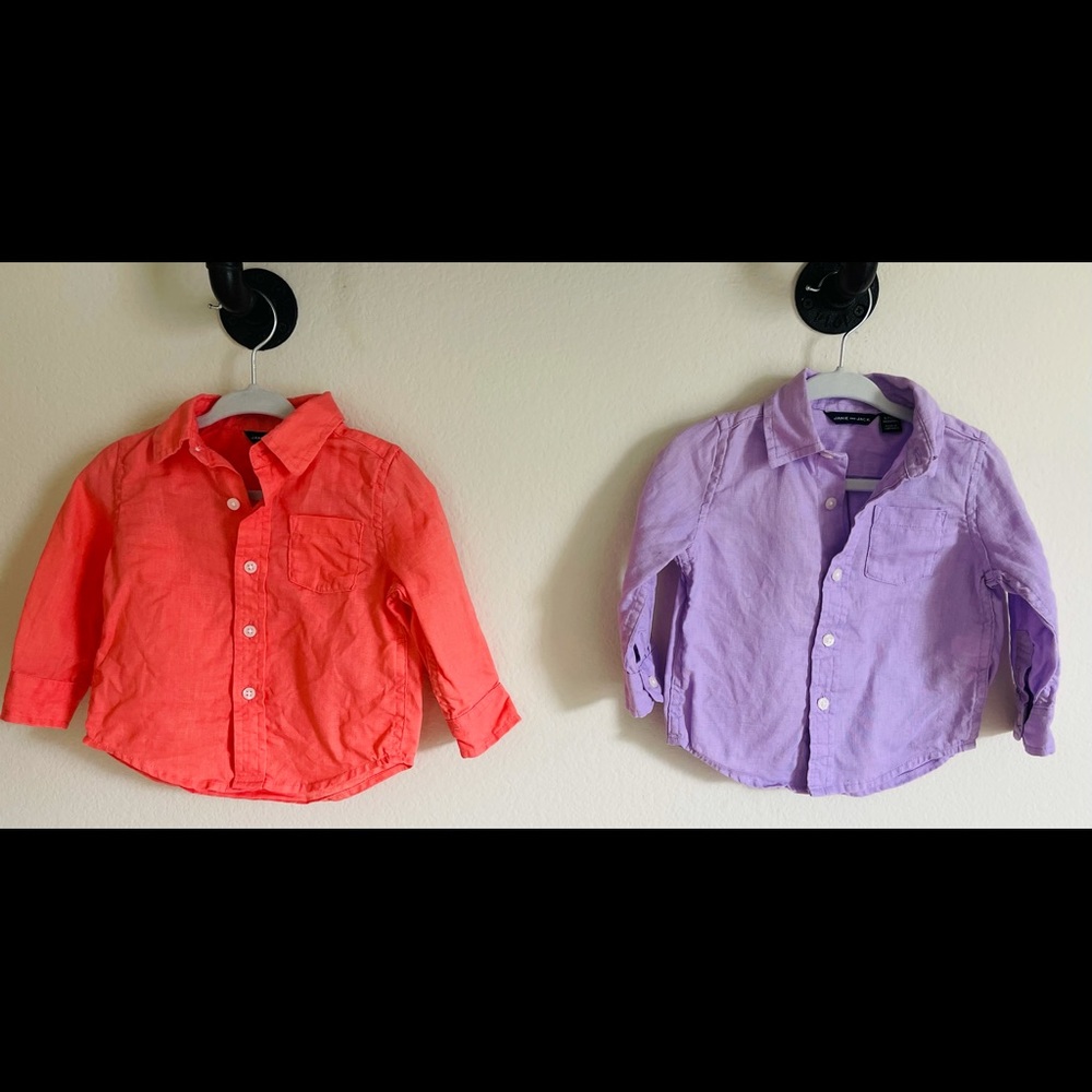 2 linen Janie and Jacks shirts size: 6-12m